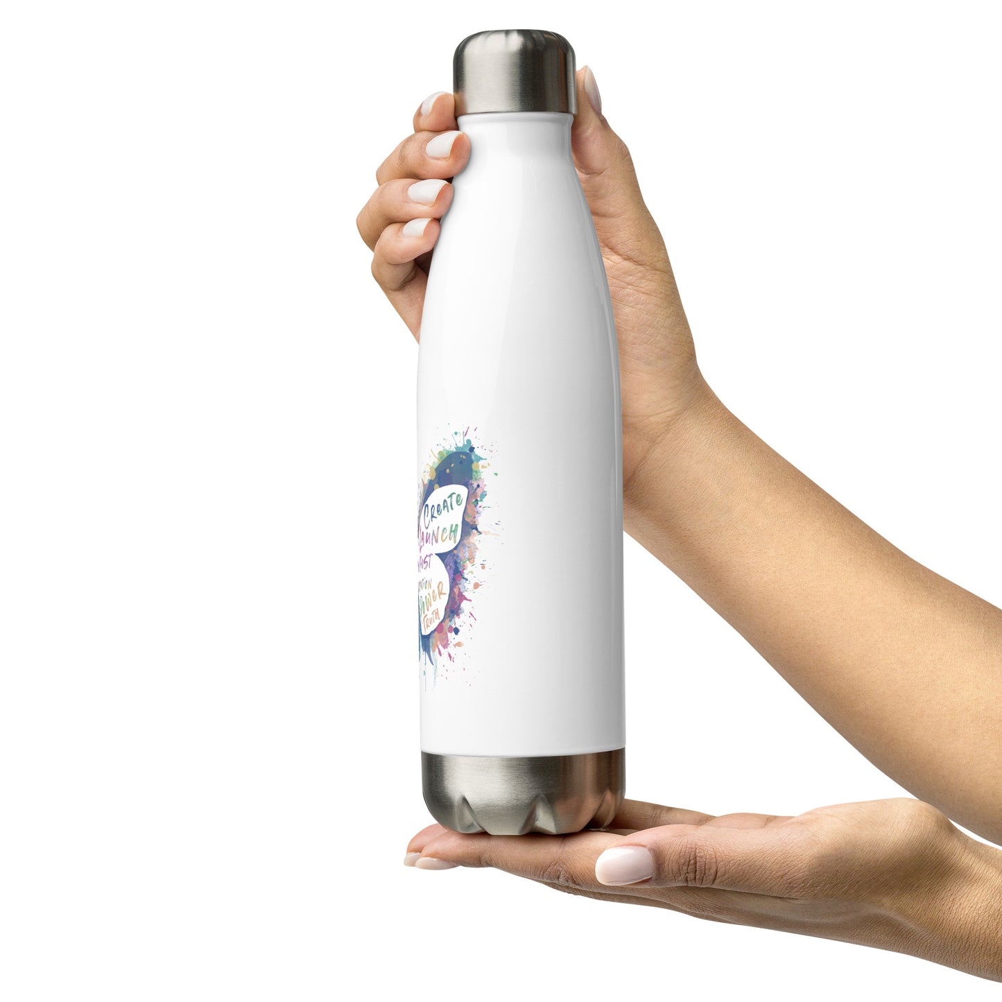 Werk Your Magic™ White Stainless Steel Water Bottle (Butterfly)